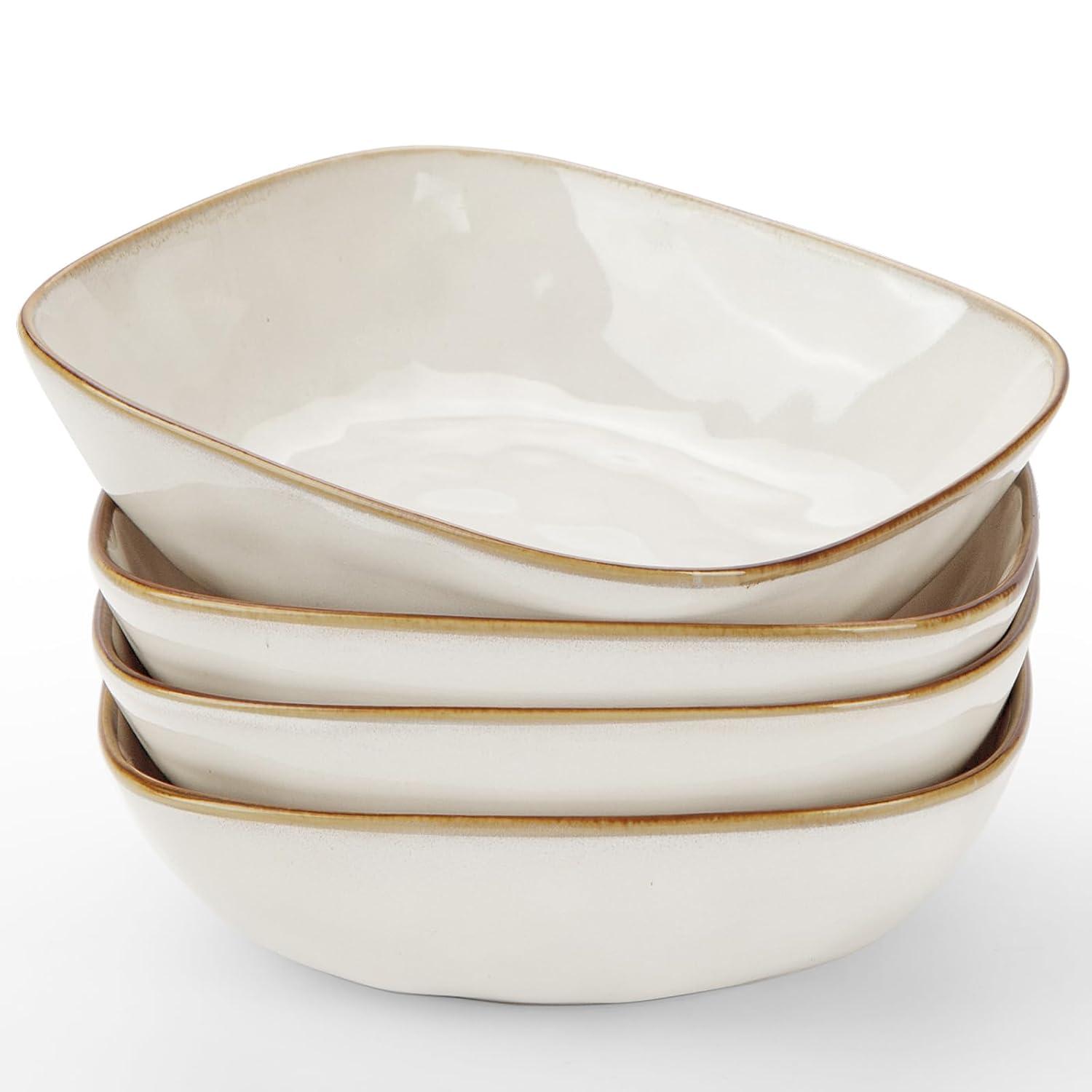 Famiware 8'' Stoneware Large Square Pasta Bowl (Set of 4)