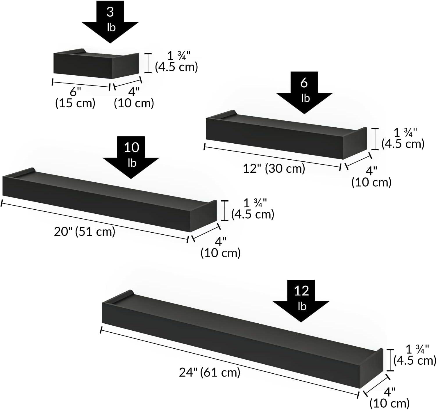 Textiles Hub Array 4 Piece Floating Wall Shelves Set
