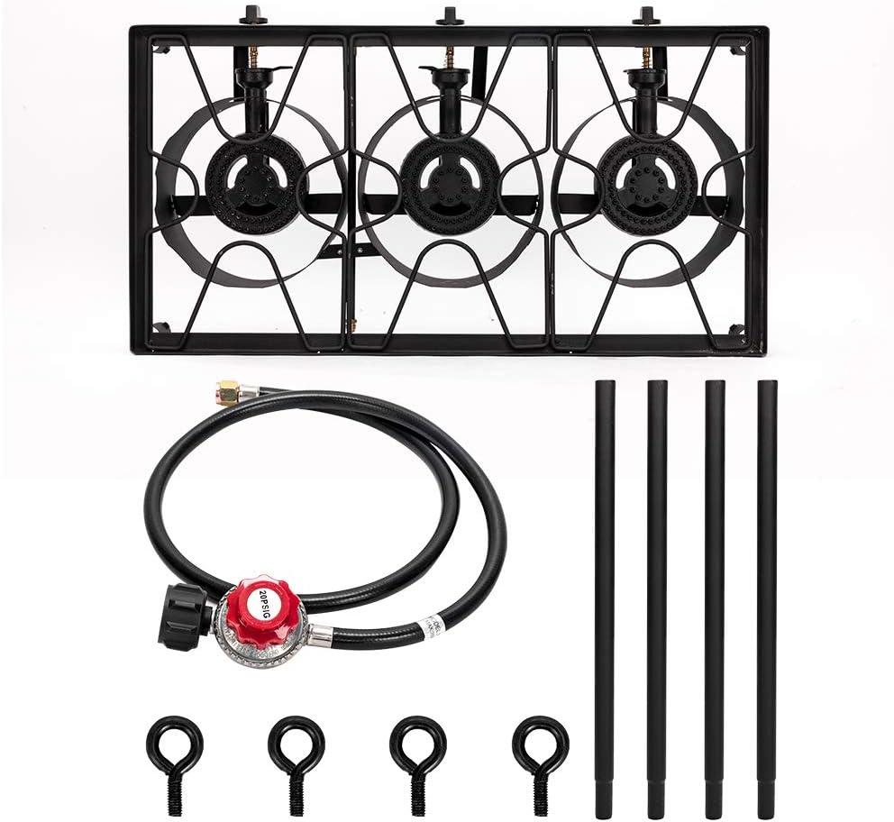 ROVSUN 2/3 Burner Outdoor Propane Gas Stove High Pressure Stand Cooker for Backyard Cooking Camping Home Brewing Canning Turkey Frying, 20 PSI CSA Listed Regulator