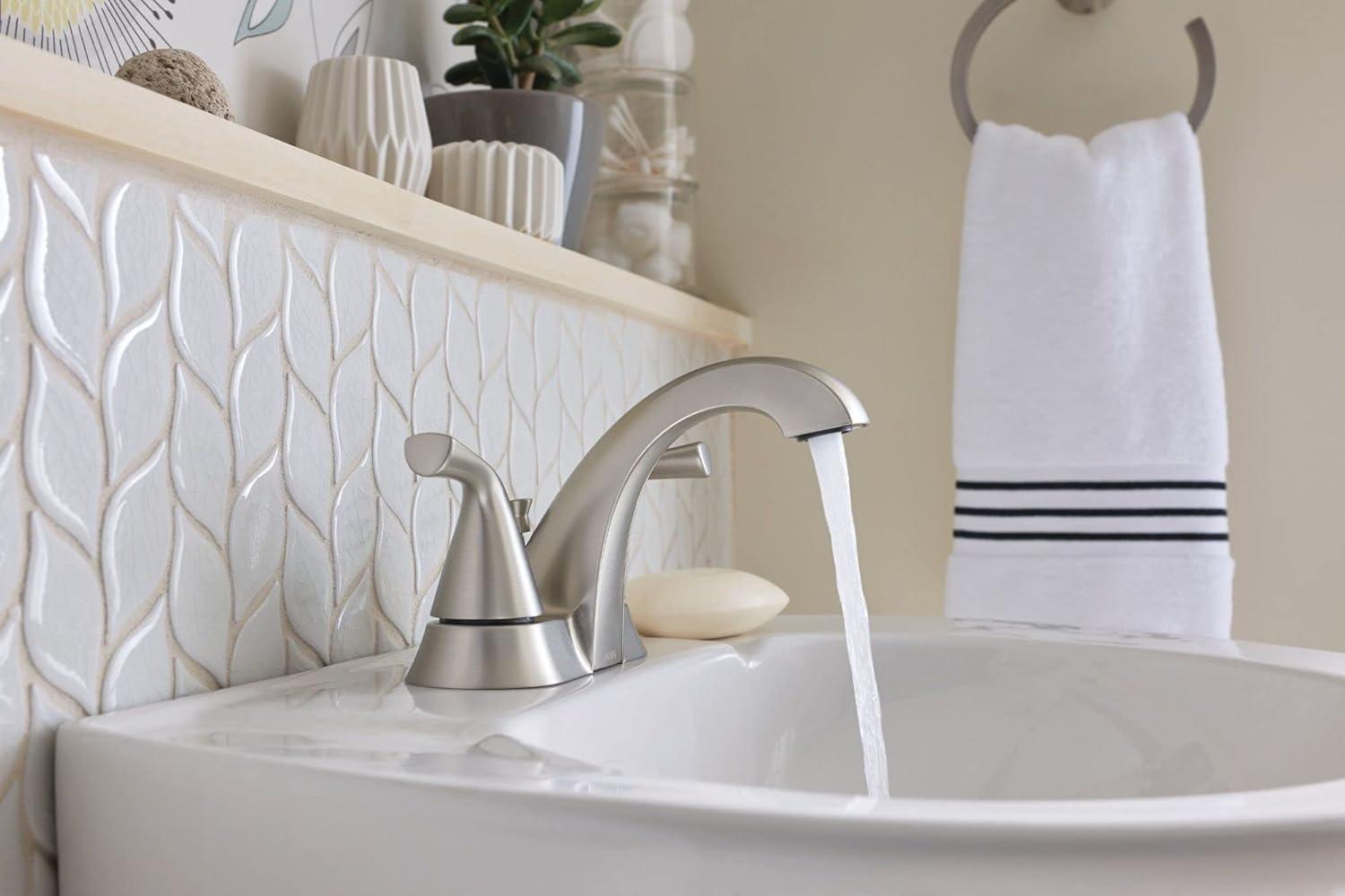 Spot Resist Brushed Nickel Two-Handle 4" Centerset Bathroom Faucet