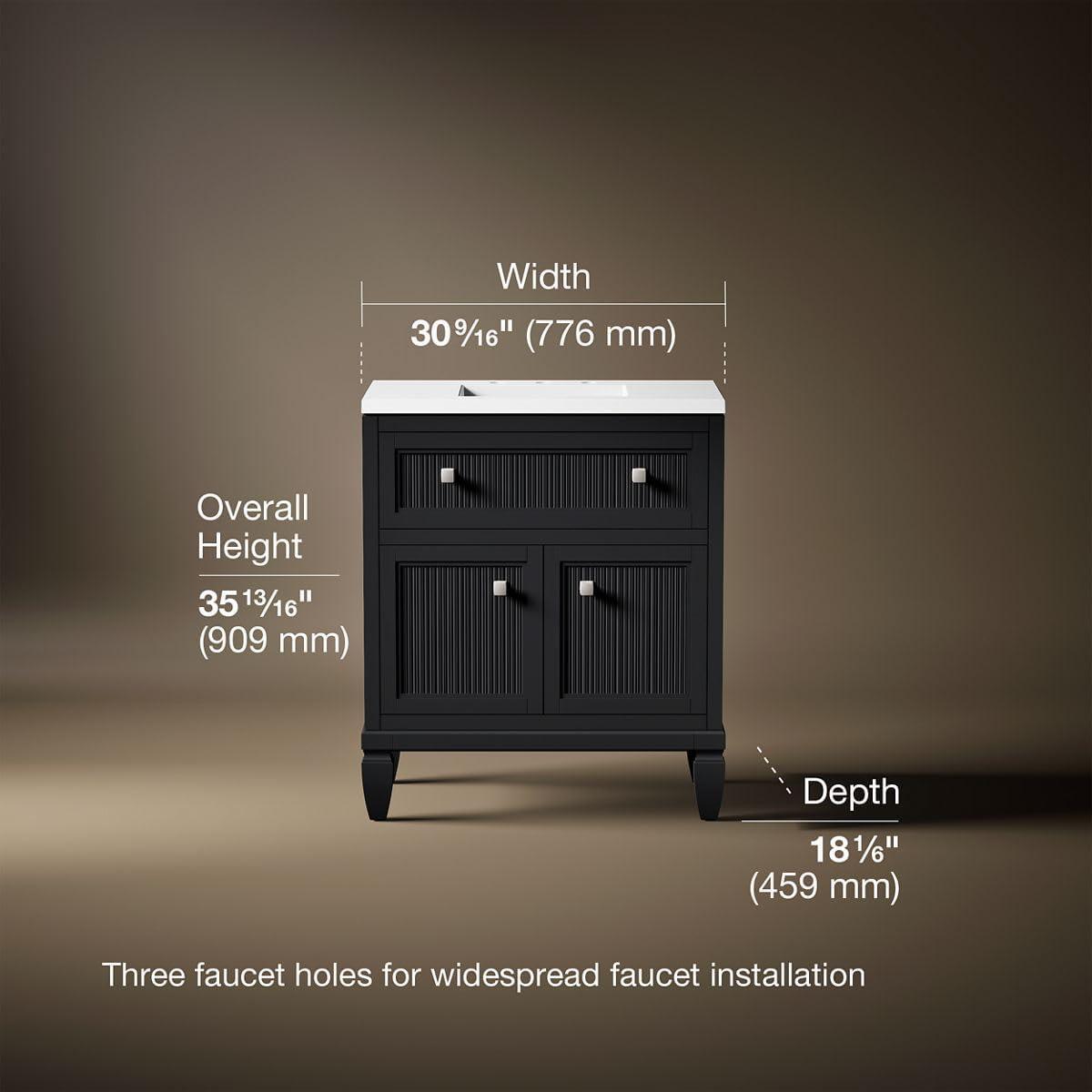 Hearthaven 30'' Free Standing Single Bathroom Vanity Cabinet with Sink and Quartz Top