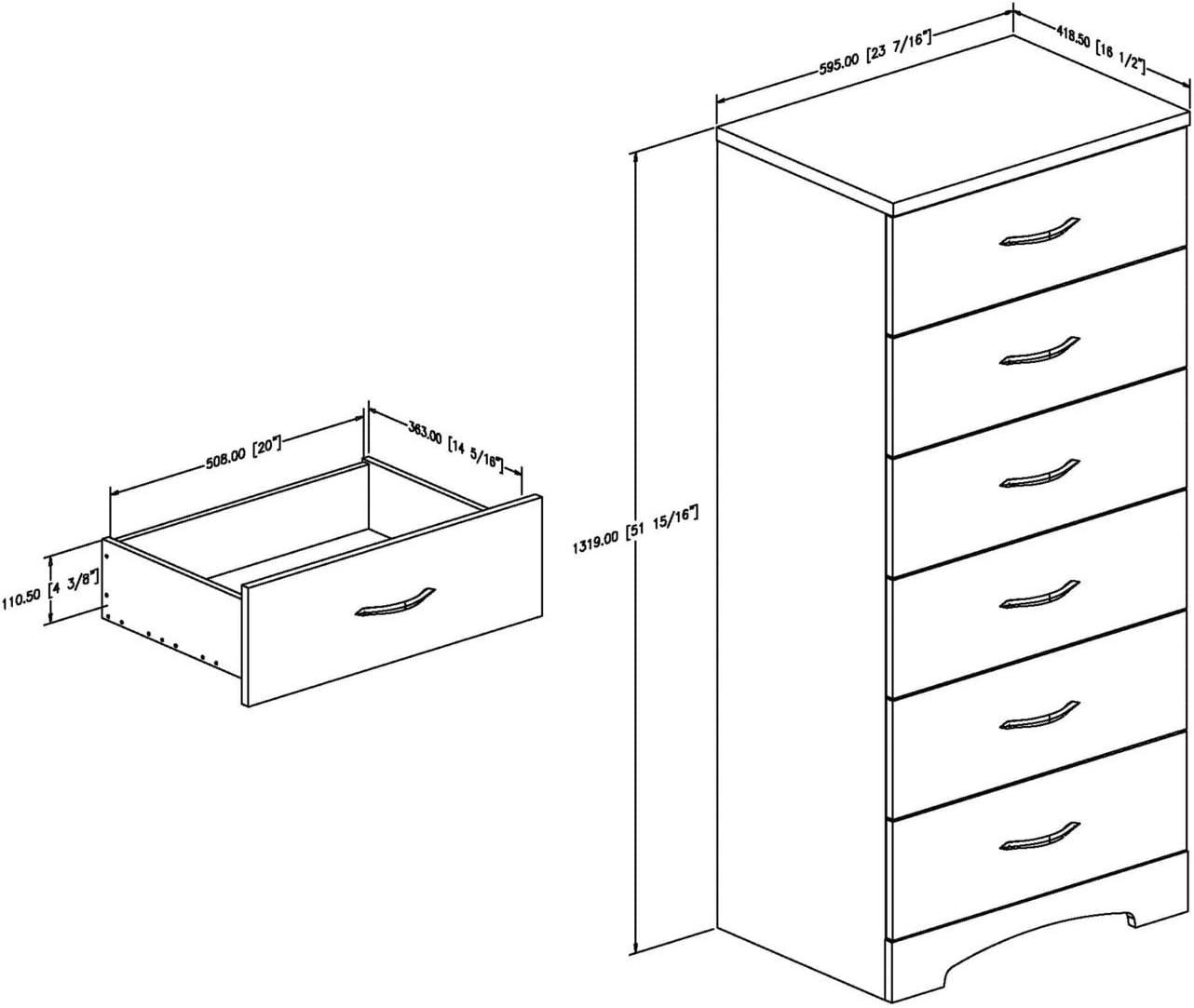 Pure White Soft-Close 6-Drawer Lingerie Chest with Curved Kick Plate