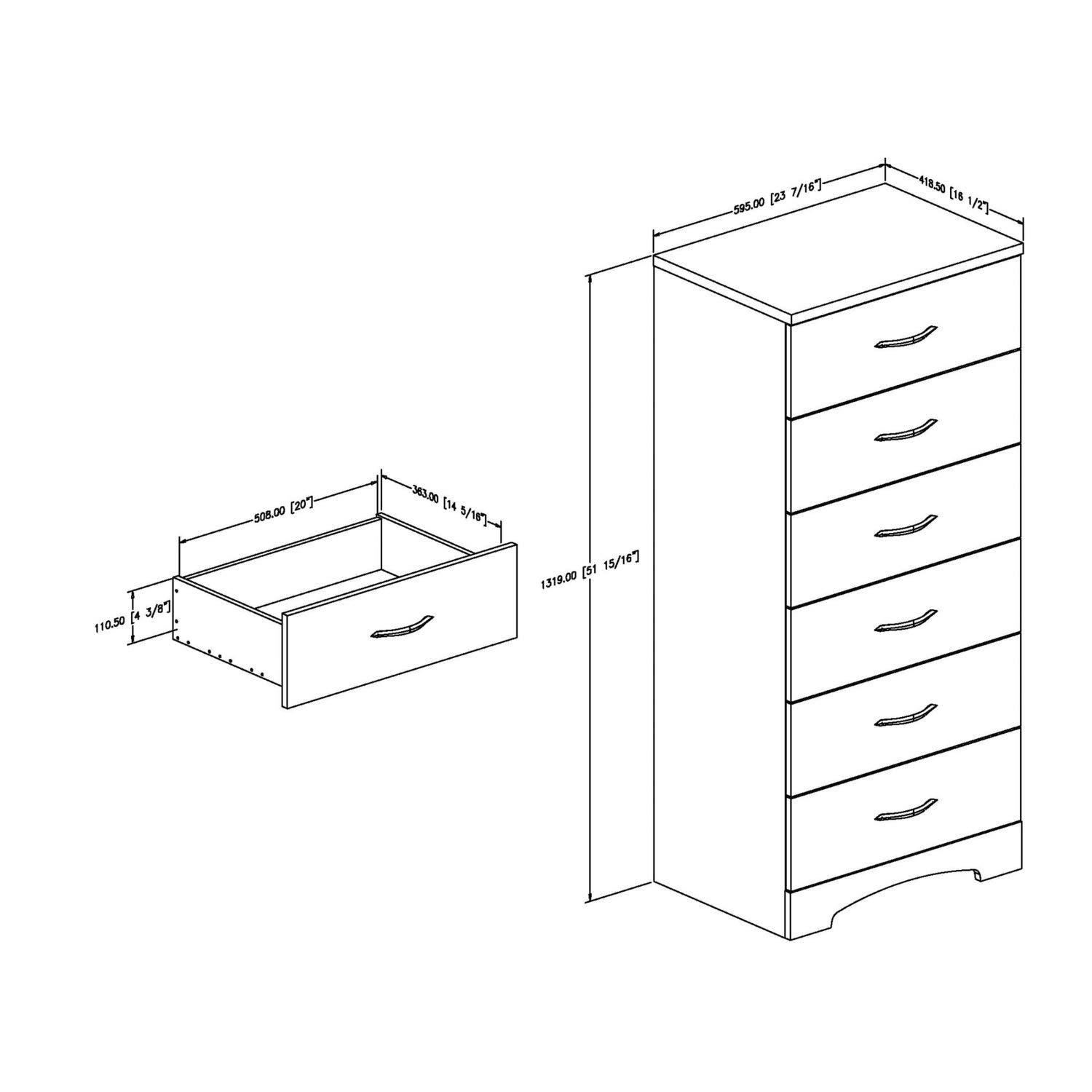 South Shore SoHo 6-Drawer Lingerie Chest, Pure Black