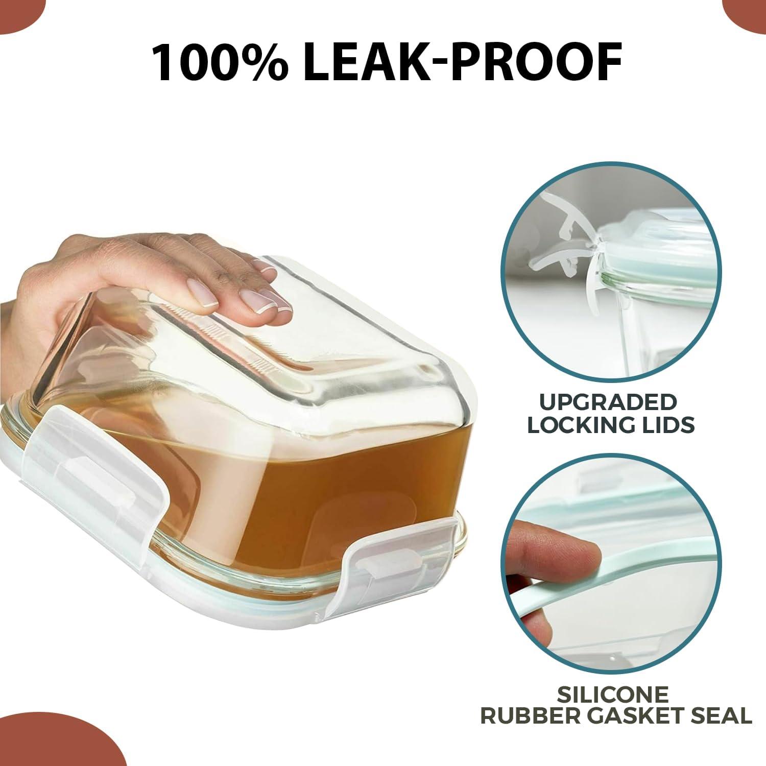 Razab 10-Piece Glass Food Storage Containers with Airtight Lids – Leakproof, BPA-Free, Oven, Microwave, Freezer & Dishwasher Safe Meal Prep Containers for Kitchen & Pantry Organization