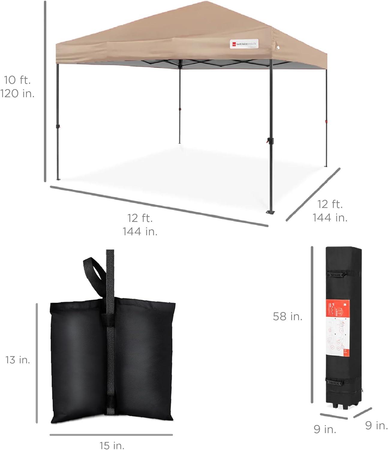 Best Choice Products Best Choice Products Easy Setup Pop Up Canopy W/ 1-Button Setup, Wheeled Case, 4 Weight Bags