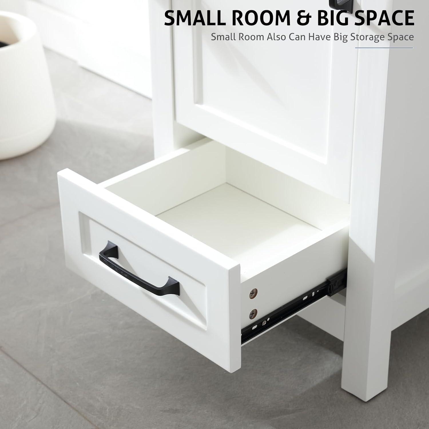 Eclife 18" White Bathroom Vanity Set with Ceramic Sink Top, Water Saving Faucet Drain