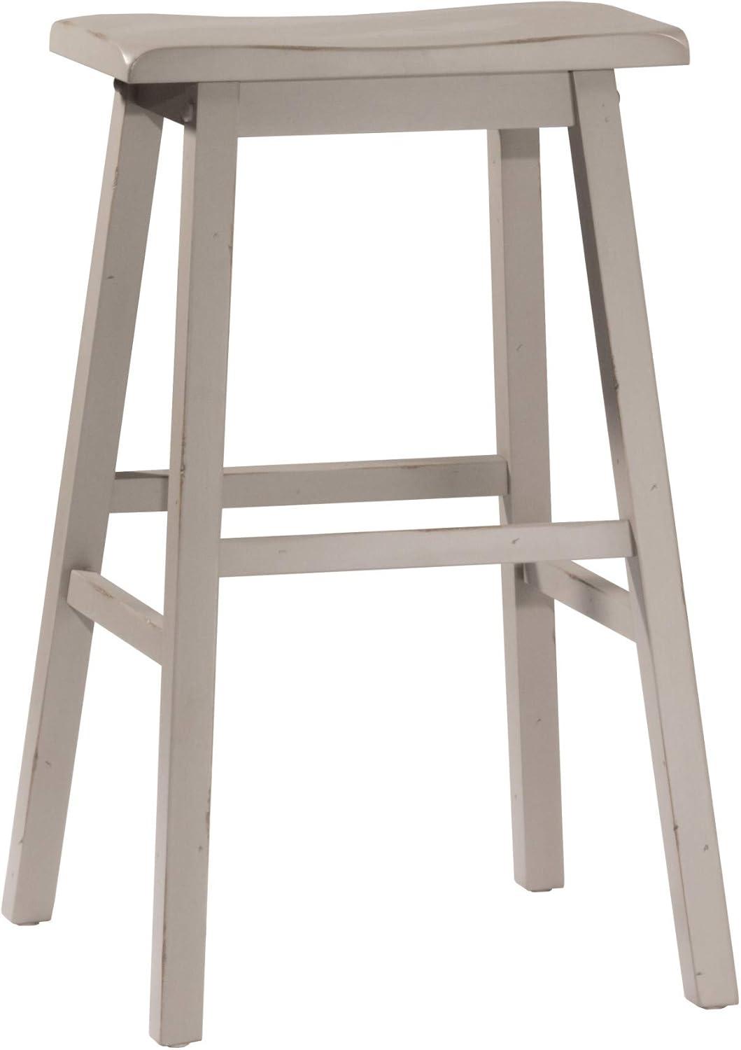 Distressed Gray Wood Backless Saddle Counter Stool