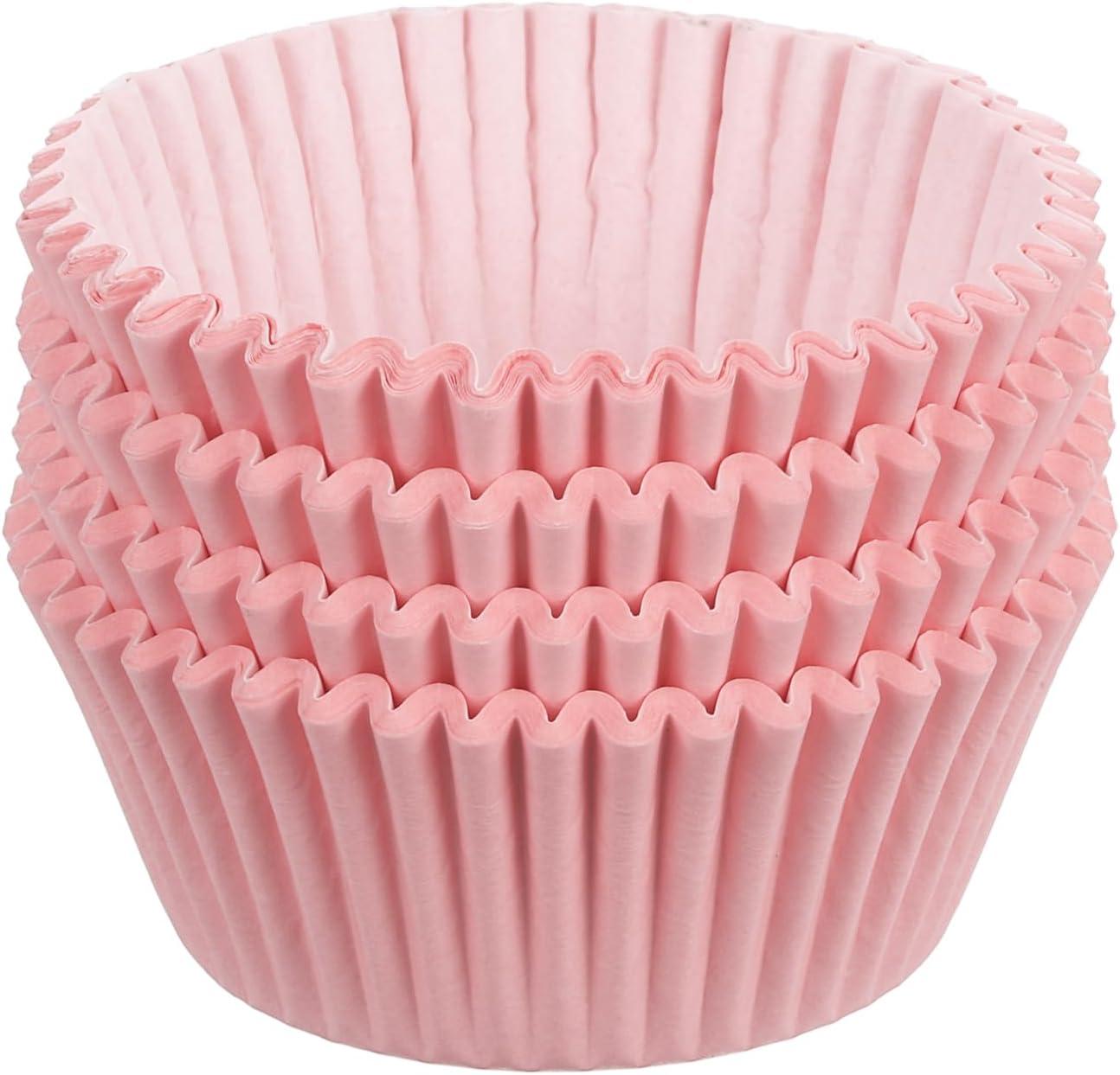 Standard Pink Cupcake Liners 100 Pcs:Pink Cupcake Muffin Liners,Grease-Proof Paper Baking Cups,No Smell Food Grade Baking Cups Paper