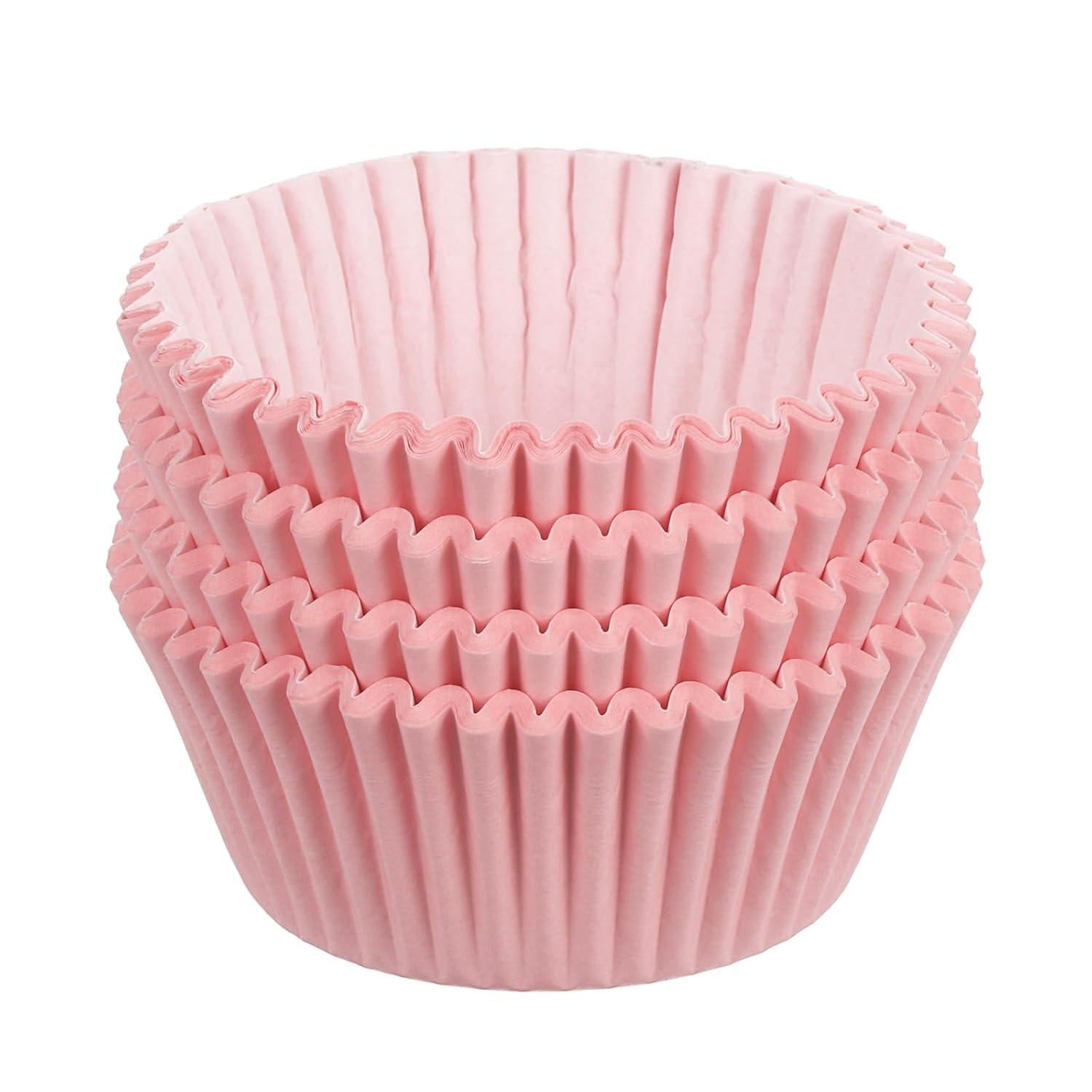 Standard Pink Cupcake Liners 100 Pcs:Pink Cupcake Muffin Liners,Grease-Proof Paper Baking Cups,No Smell Food Grade Baking Cups Paper