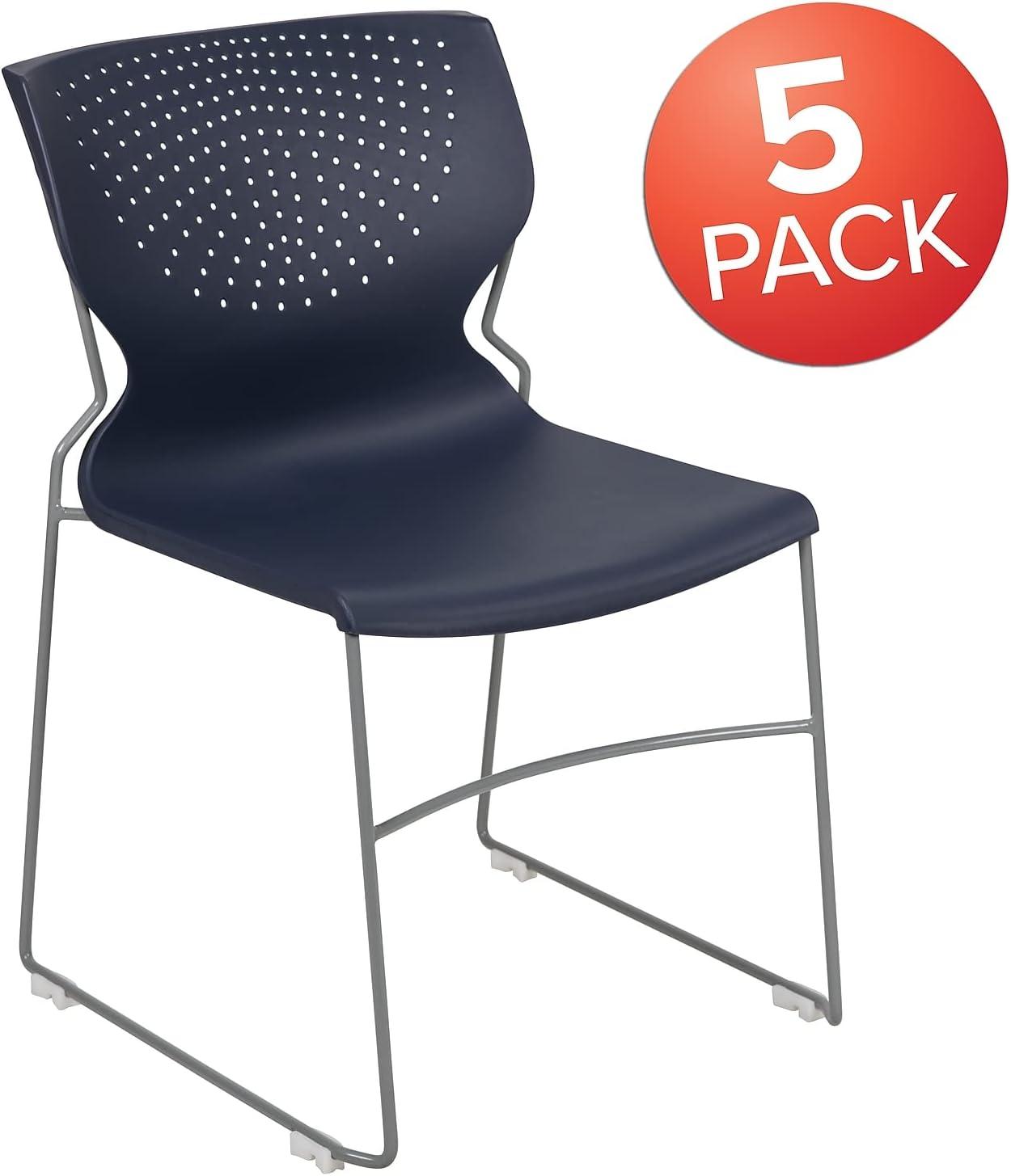 Contemporary Gray Metal Stackable Office Chair, 661 lb Capacity