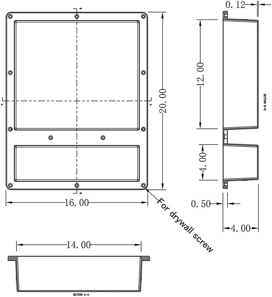 Yellow Rectangular Double Shelf Leakproof Shower Niche