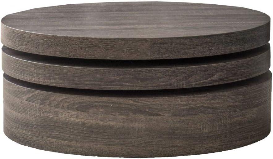 Carson Small Oval Rotatable Coffee Table Black Oak - Christopher Knight Home: Modern Rotatable Shelf, Wood Frame