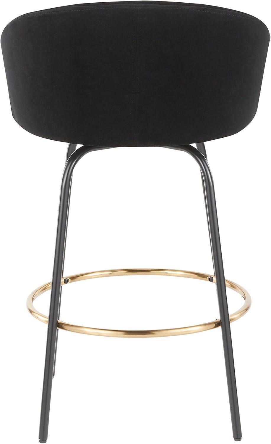 Set of 2 Claire Counter Height Barstools Gold/Cream/Black - LumiSource: Velvet Upholstery, Swivel, Footrest