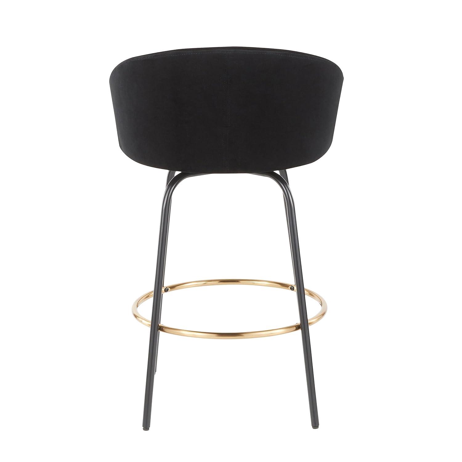 Set of 2 Claire Counter Height Barstools Gold/Cream/Black - LumiSource: Velvet Upholstery, Swivel, Footrest
