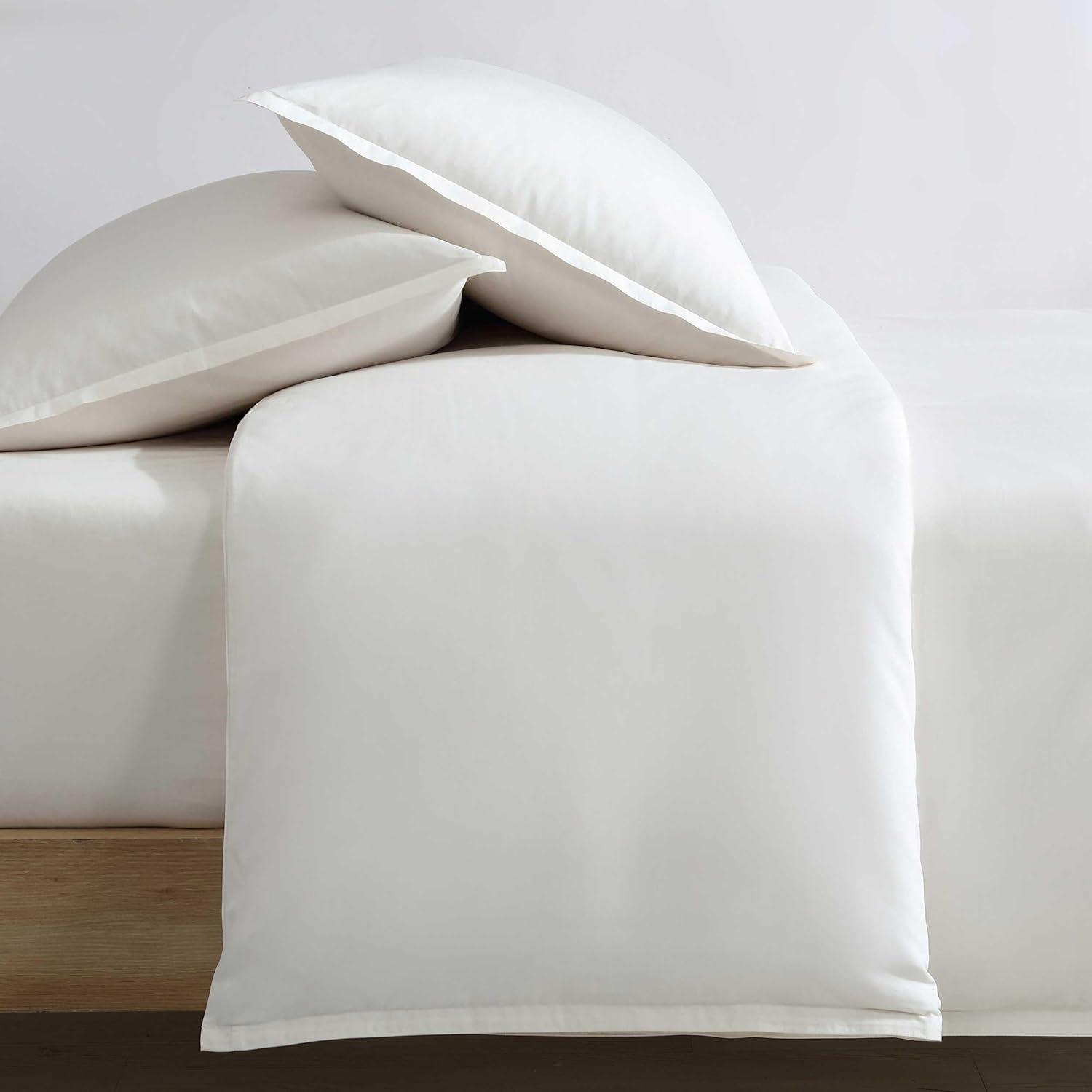 Queen White Cotton Duvet Cover Set with Shams