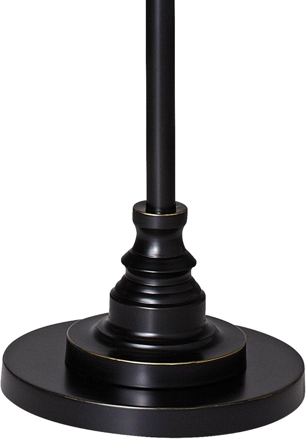 Traditional Black Bronze Floor Lamp with Red Metal Drum Shade