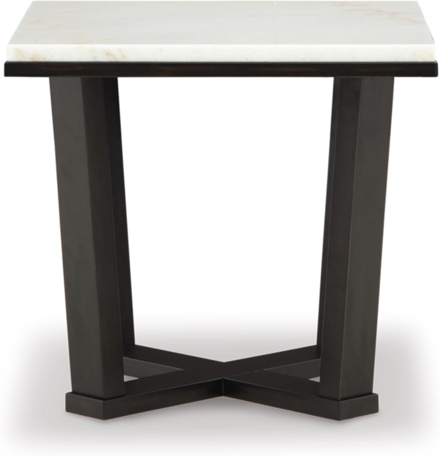 Contemporary Square End Table with White Marble Top