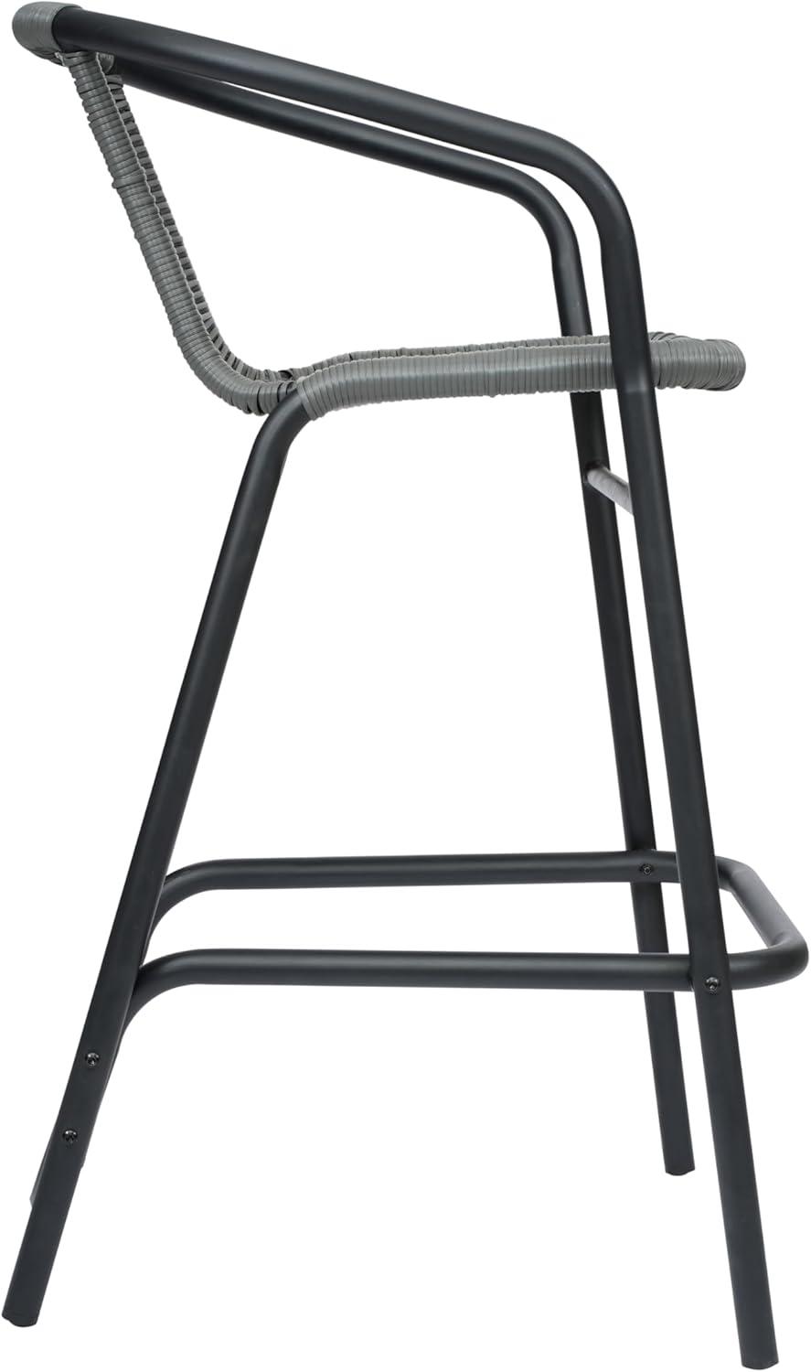 Flash Furniture Lila Commercial Indoor-Outdoor Rattan Restaurant Barstool with Aluminum Frame (Set of 2)