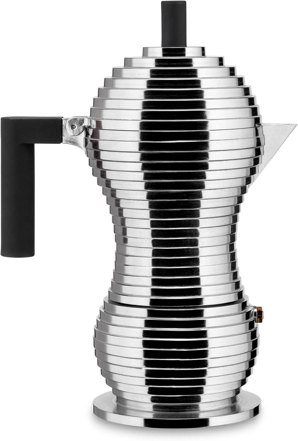 Pulcina 6 Cup Aluminum Espresso Coffee Maker with Black Knob