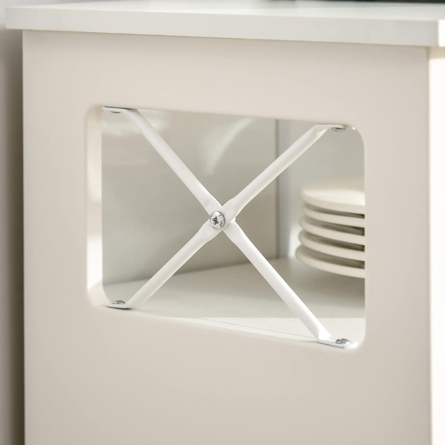 HOMCOM Sideboard Buffet, Coffee Bar, Kitchen Cabinet with Storage Drawers, Large Tabletop and Crossbar Side Design, White