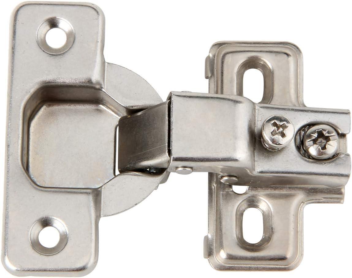 Steel Nickel Plated Self Closing Compact Cabinet Hinges, 10 Pack