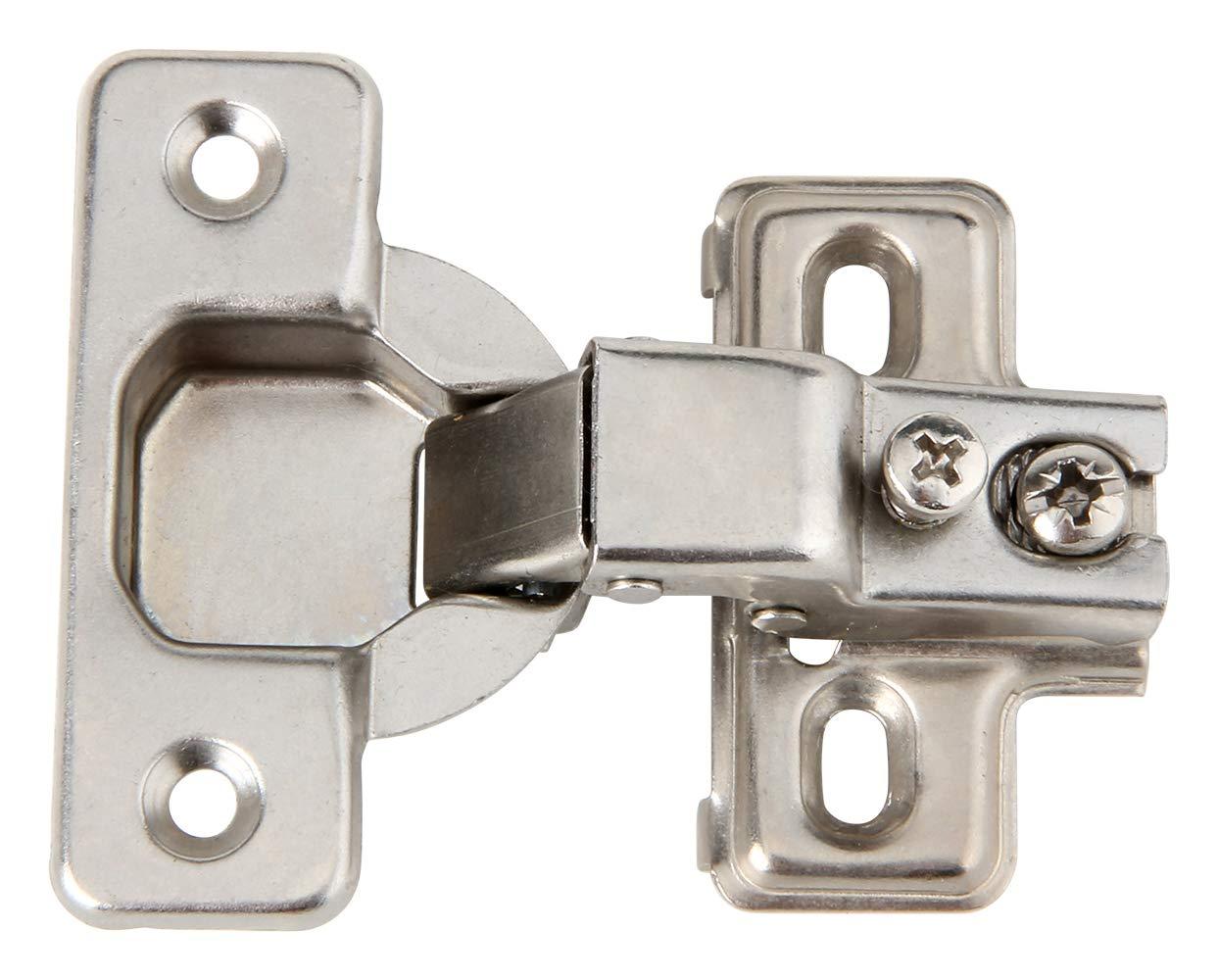 Steel Nickel Plated Self Closing Compact Cabinet Hinges, 10 Pack