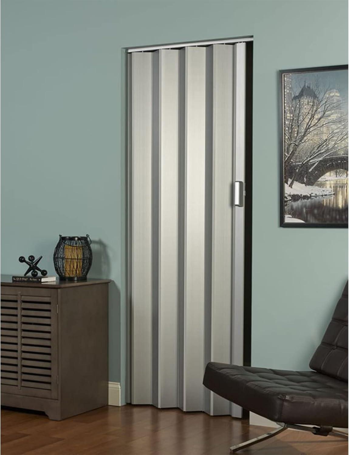 Elite Satin Silver Vinyl Accordion Closet Door 48" x 80"