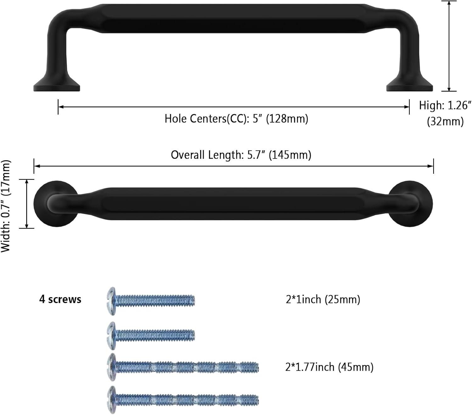 Matte Black Zinc Modern Cabinet Bar Pulls with Mounting Hardware