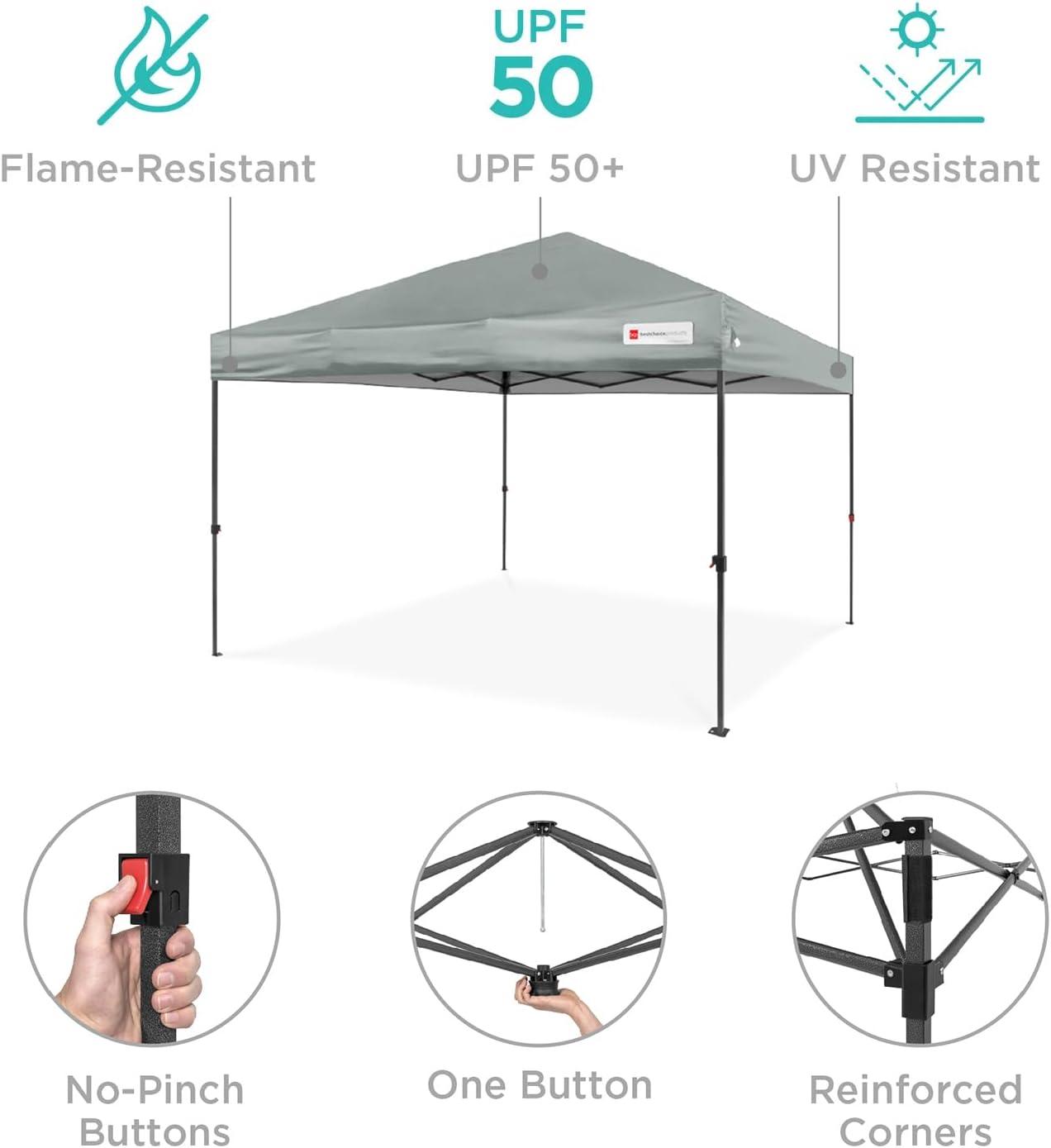 Silver 12x12ft Easy Setup Pop Up Canopy with Wheeled Case