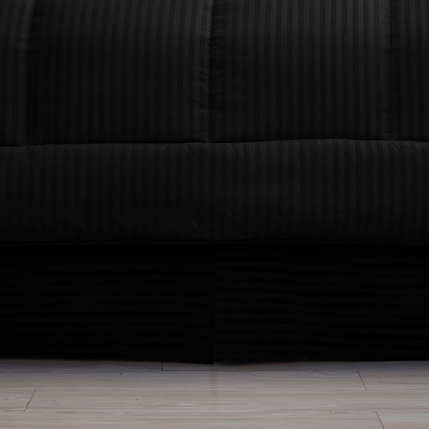 8 Piece Embossed Dobby Stripe Bed In A Bag Set - Queen, Black