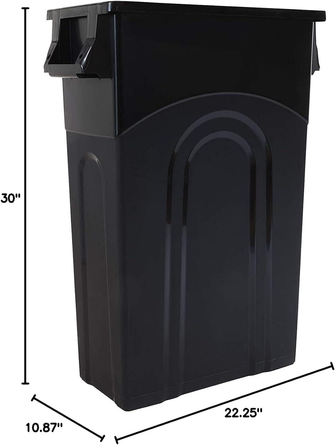 Black Rectangular Plastic 23-Gallon Waste Container Set