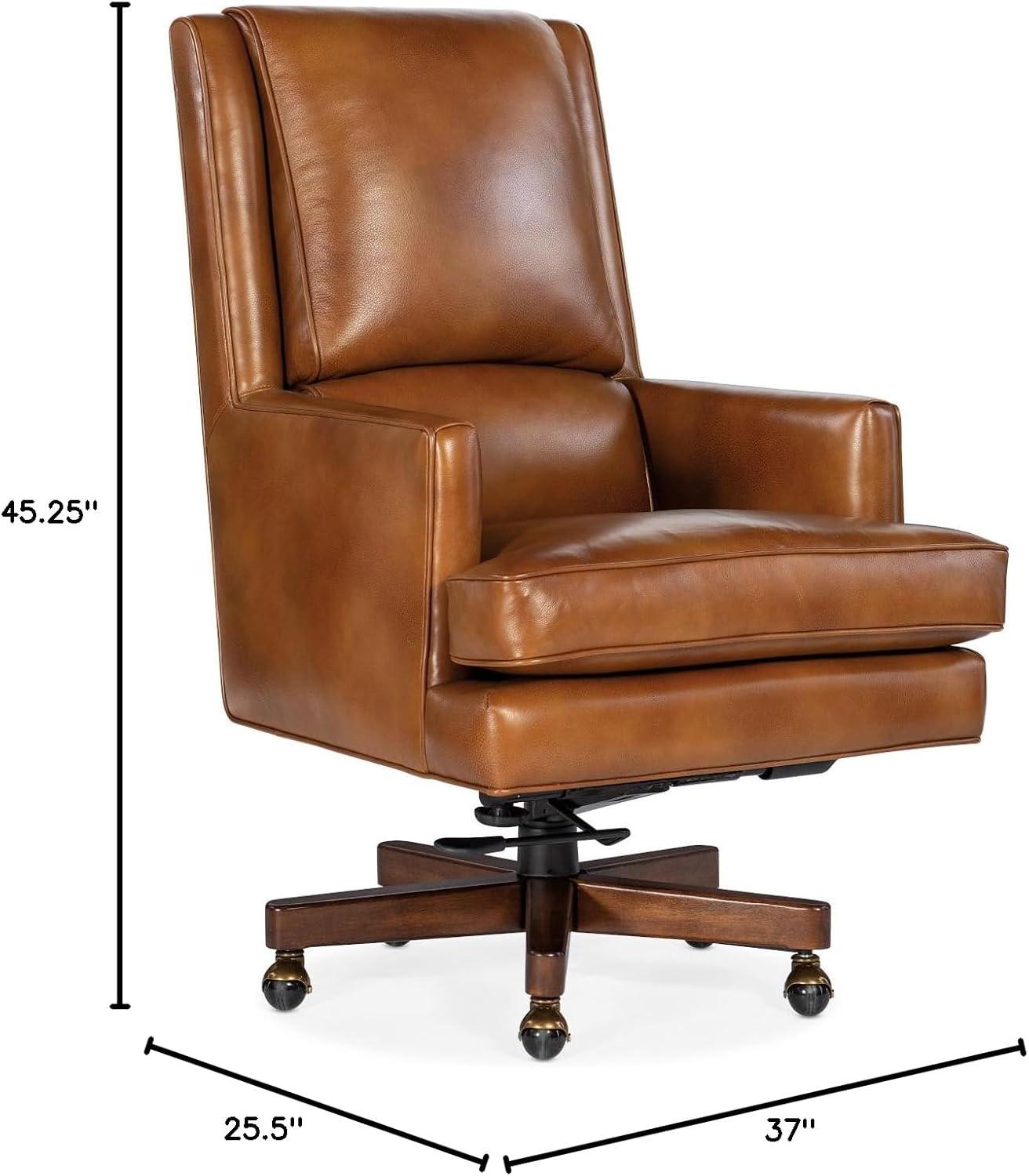 Voyage Cedar Brown Leather High Back Swivel Chair