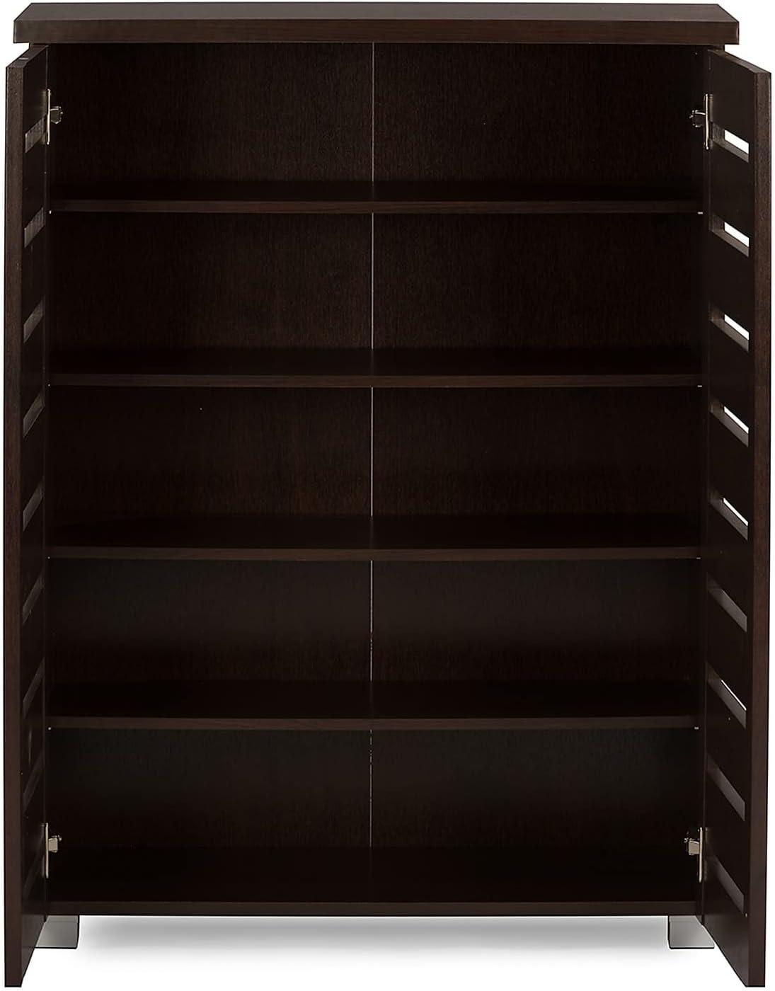 Adalwin Modern and Contemporary 2-Door Wooden Entryway Shoes Storage Cabinet: Holds 15 Pairs, PVC Legs - Baxton Studio