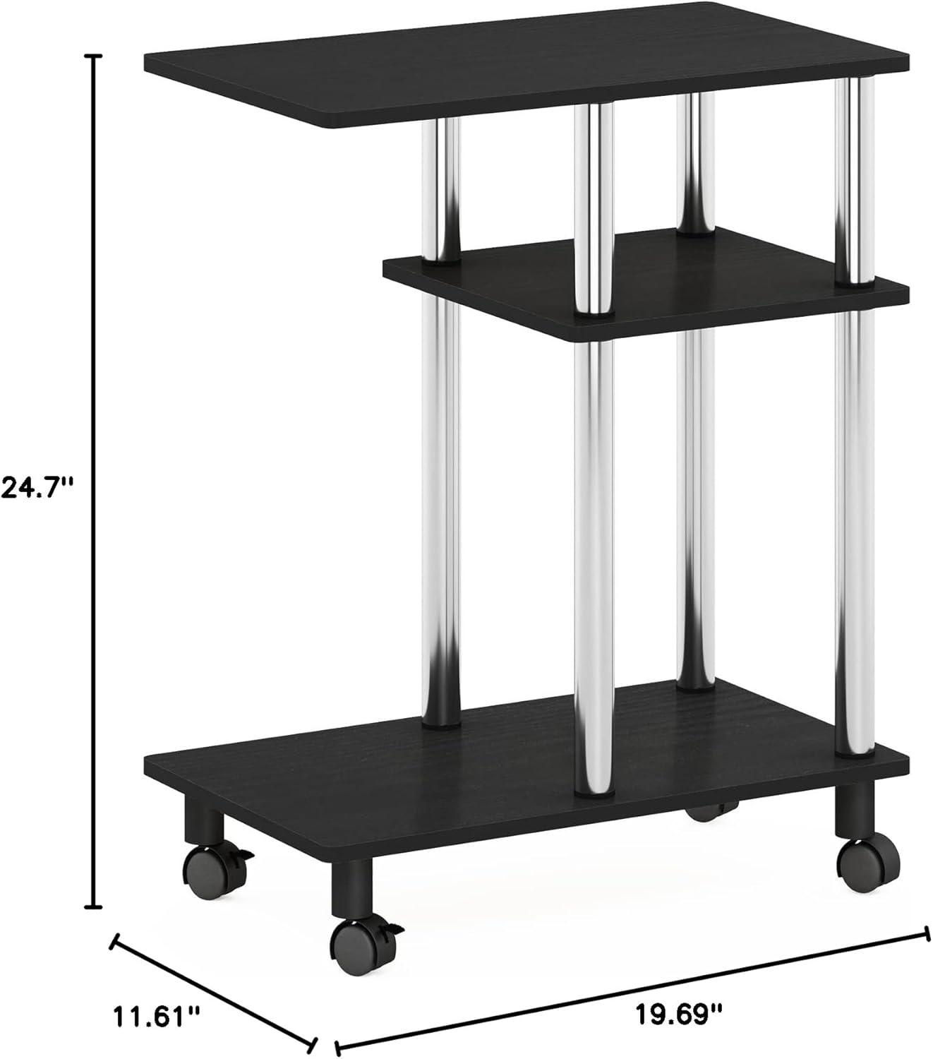 Furinno Turn-N-Tube U Shape Sofa Side Table with Casters, Americano, Stainless Steel Tubes