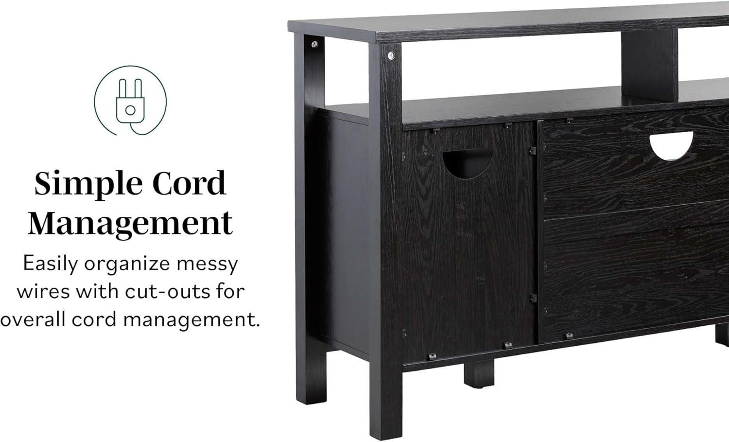 Walker Edison Transitional Wood Glass Door Storage Sideboard 58" - Black