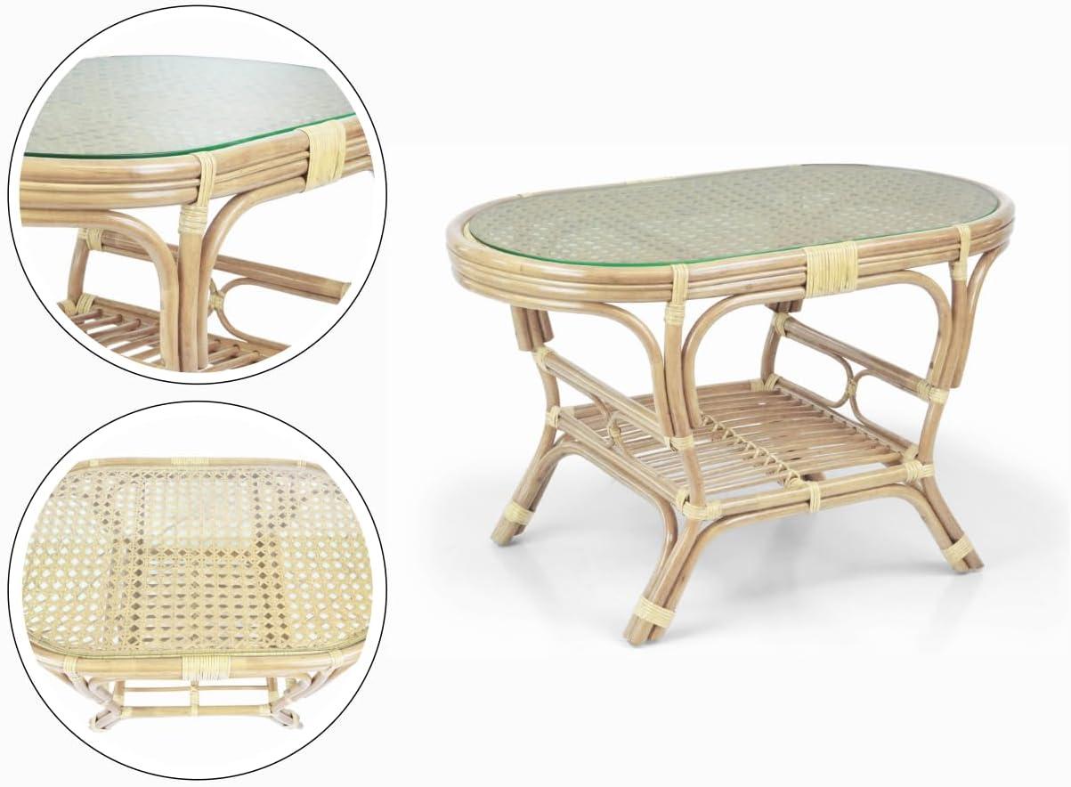 Bay Isle Home™ Malibu Lounge Set Of 4: 2 Natural Rattan Wicker Chairs, Loveseat And Coffee Table W/Glass Handmade, Natural Color