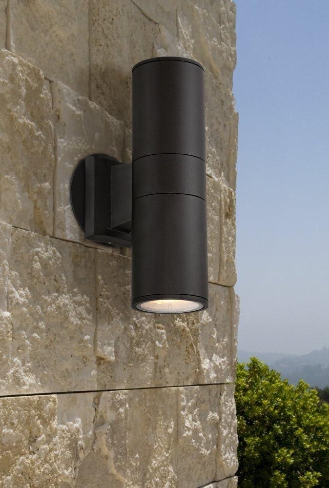 Possini Euro Design Ellis Modern Outdoor Wall Light Fixture Black Cylinder Up Down 11 3/4" for Post Exterior Light Barn Deck Post Light House Porch