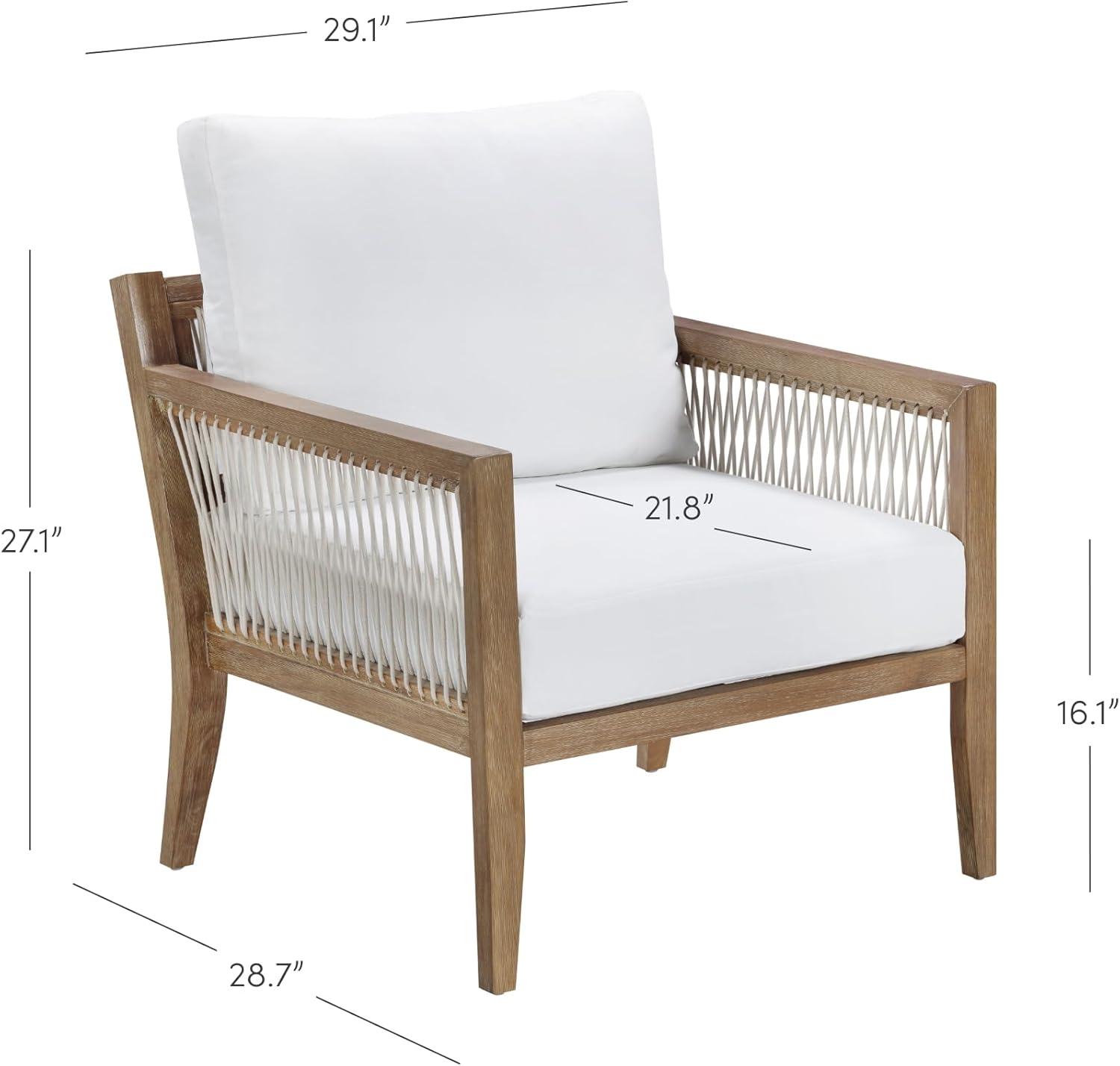 Nathan James 3pc Freya Bohemian Wood Outdoor Patio Conversation Set: Acacia Frame, Removable Cushions