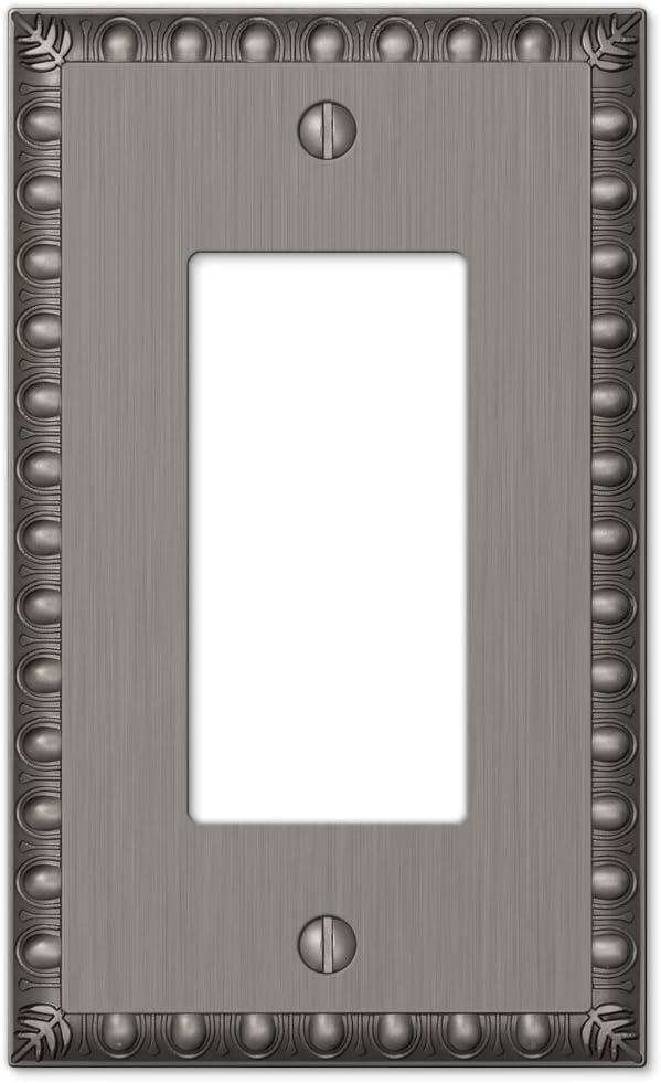 Amerelle 90RAN Egg & Dart Wallplate, 1 Rocker, Cast Metal, Antique Nickel, 1-Pack