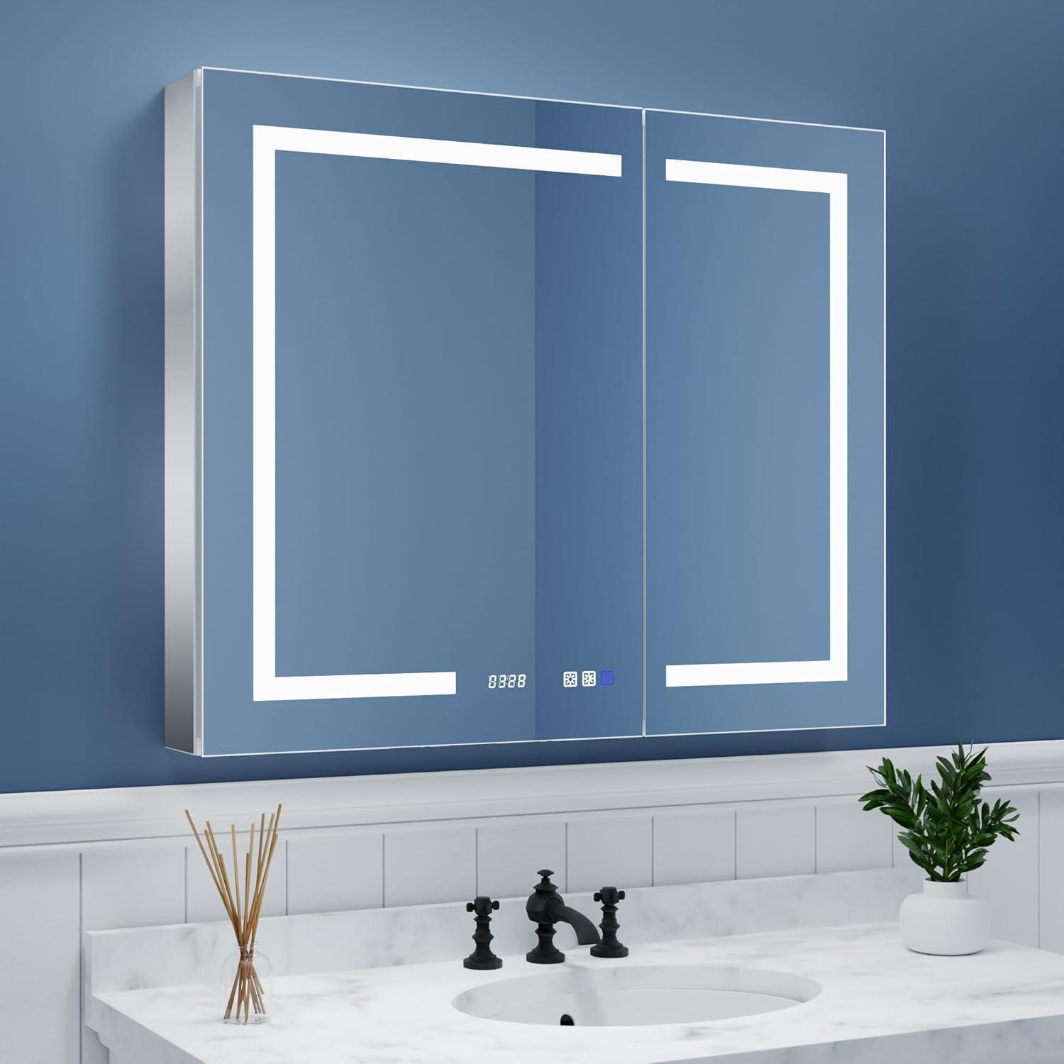 ExBrite 36" x 30" LED Lighted Bathroom Medicine Cabinet with Mirror