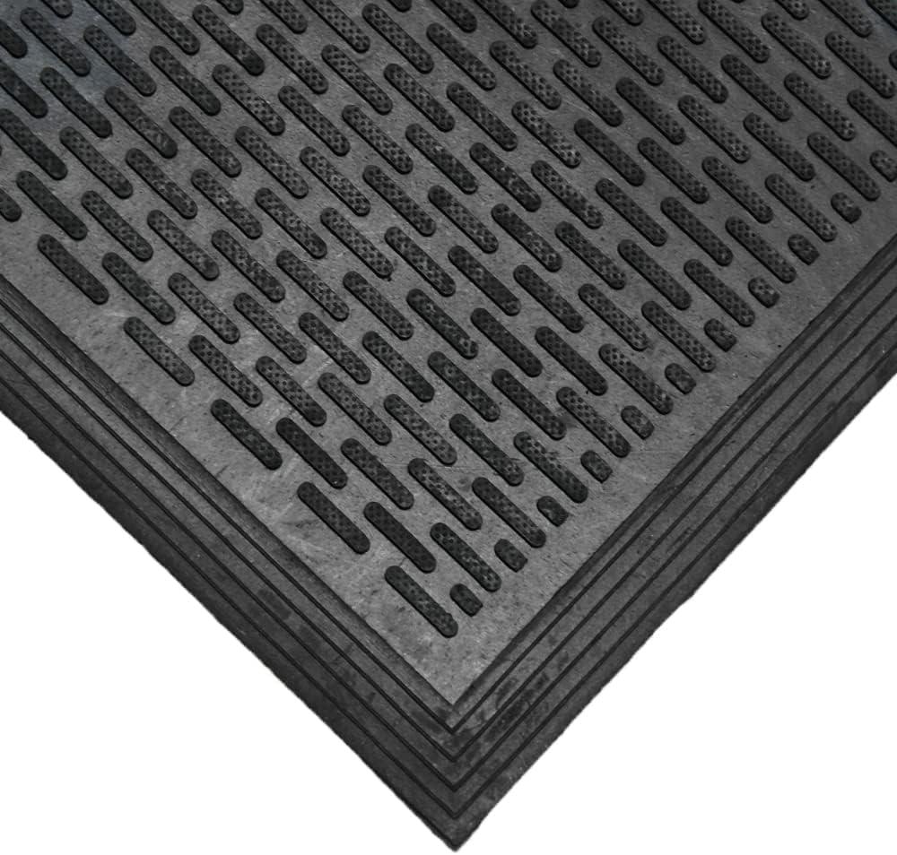 Rubber-Cal "Dura-Scraper Linear" Rubber Entrance Door Mat - Black