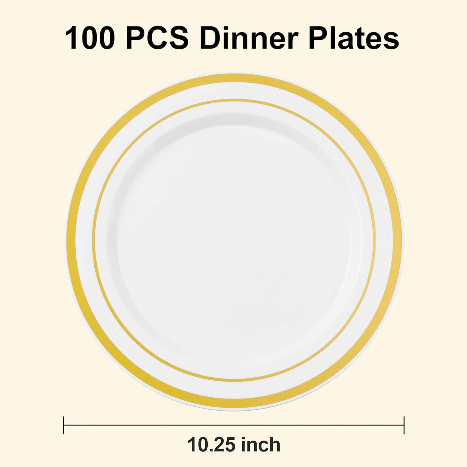 10 Inch Silver Rim Plastic Dinner Plate For 100 Guests