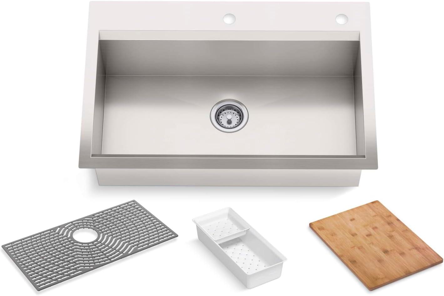 Task 33" Stainless Steel Drop-In Single Bowl Workstation Sink