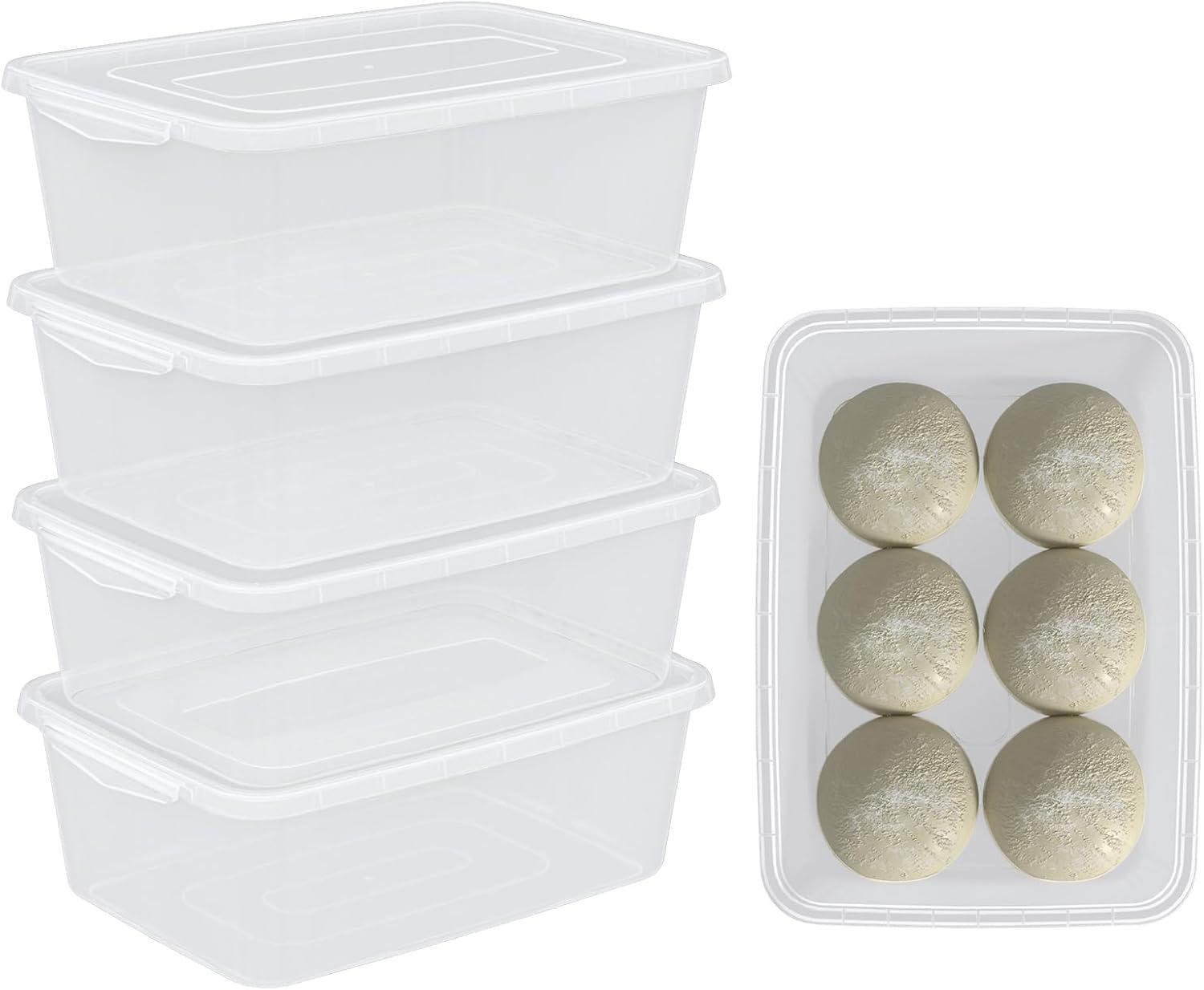4-Pack 14 L Clear Dough Proofing Box, Food Pizza Storage Container