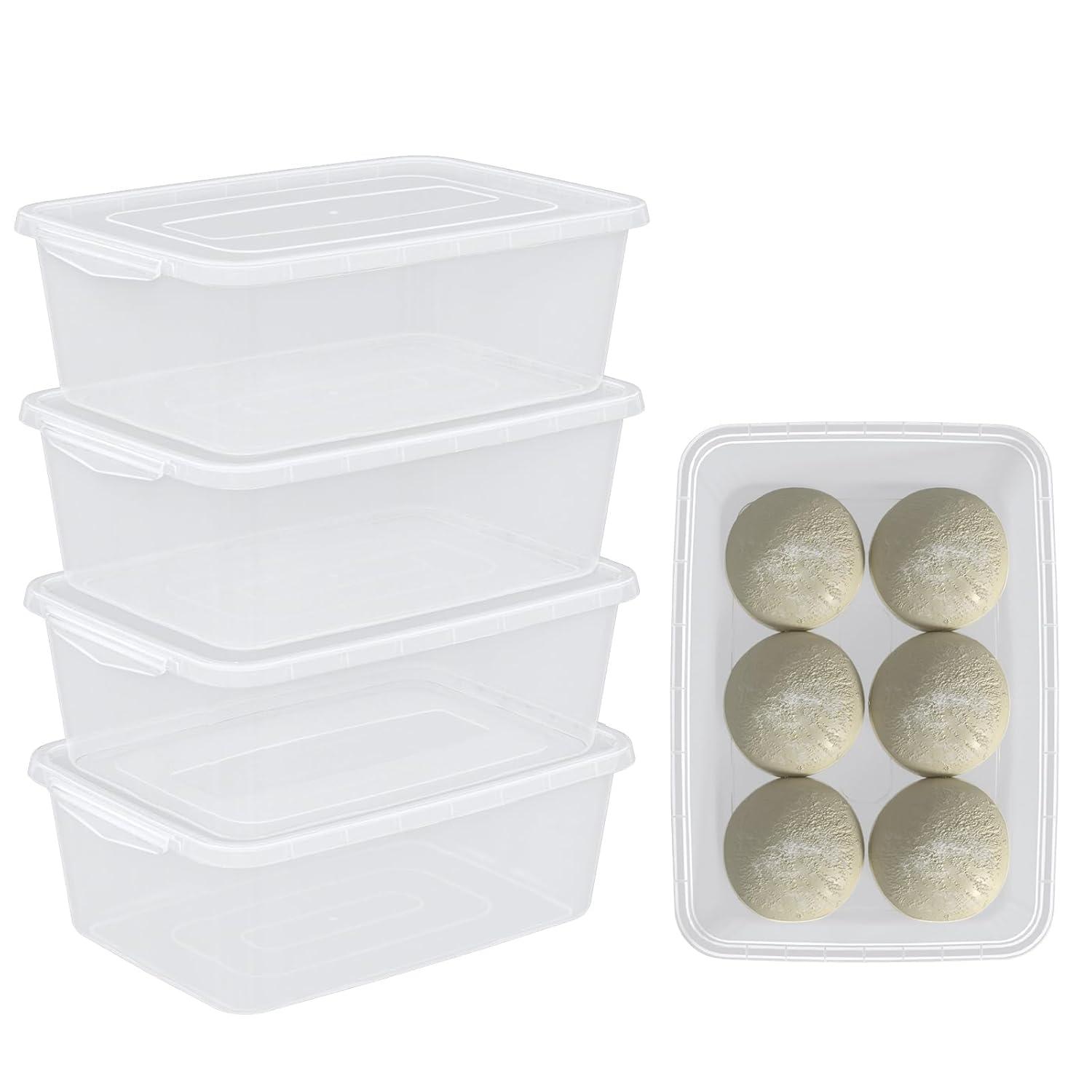 4-Pack 14 L Clear Dough Proofing Box, Food Pizza Storage Container