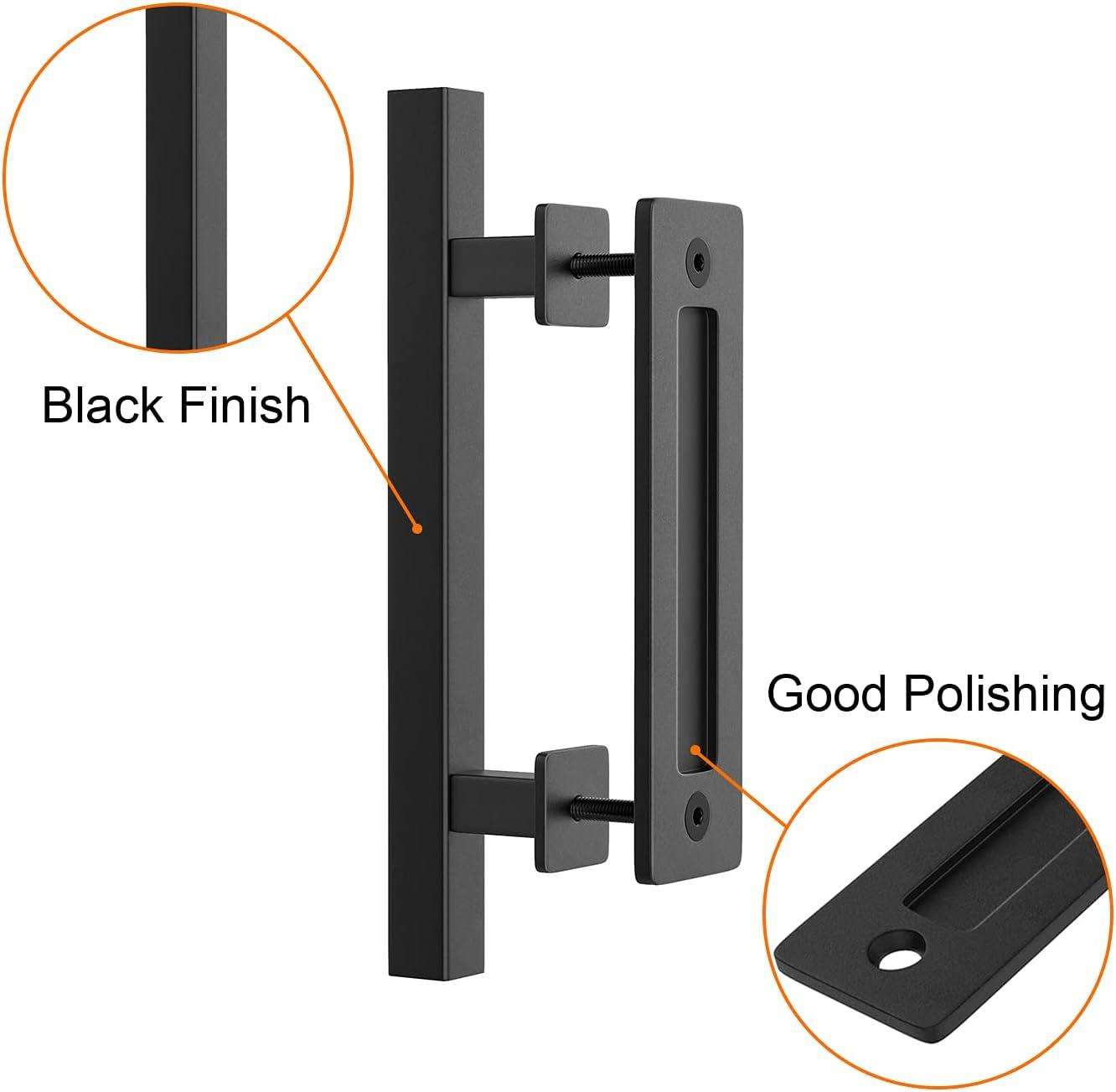 Matte Black 12" Sliding Barn Door Handle Set