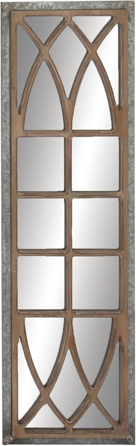 Rustic Rectangular Wood and Silver Wall Mirror