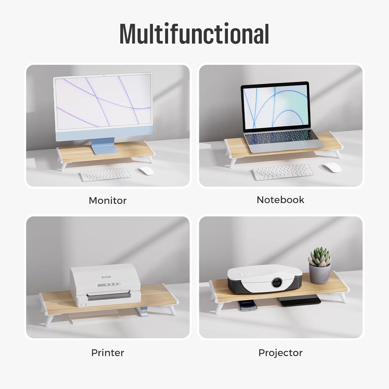 LOUKIN Monitor Stand Riser for Desk, 22.4" x 8.3" Larger Computer Stand for Laptop, PC, Printer