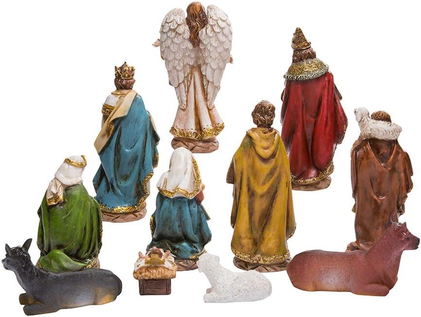 Resin Detailed Nativity Scene Set with 11 Colorful Figures