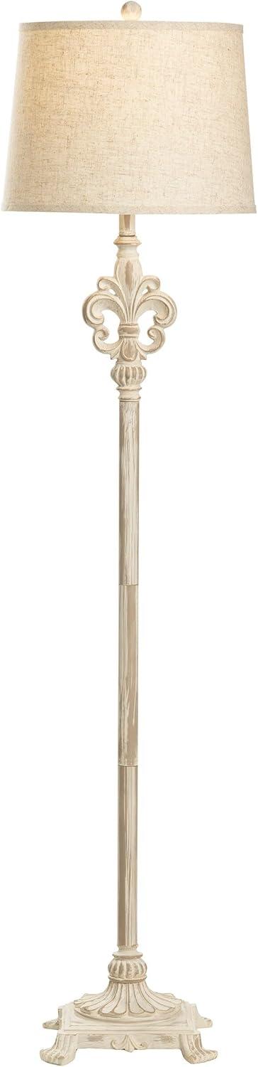 Chandler 62.5" White Polyresin Floor Lamp with Linen Shade